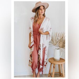 Gentle Fawn brand Mosaic Kimono in White‎ Garden Print One Size